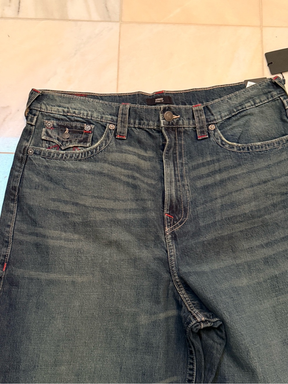 True Religion Men's Relaxed Wide-Leg Jeans in Faded Blue - Picture 6 of 6